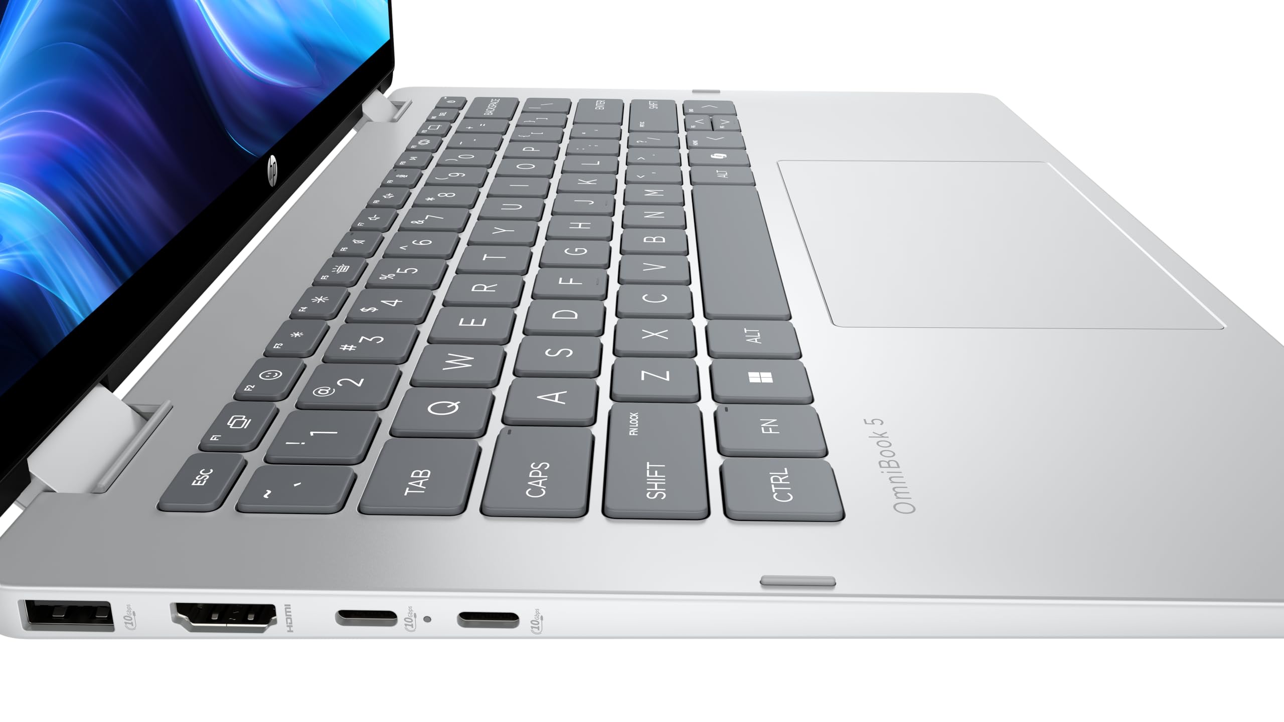 HP OmniBook 5 Flip 14-fp0254ng 2 in 1 Convertible Laptop, 14 Zoll 2K-Touchscreen, Intel Core i5-1334U, 16 GB RAM, 512 GB SSD, Windows 11 Home, Silber
