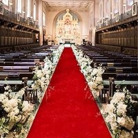 Vista 12 de Alfombra roja para fiestas, decoración de pasillo de boda, 4 x 15 pies, para bodas, camino de pasillo rojo, alfombra de tela de terciopelo, alfombra