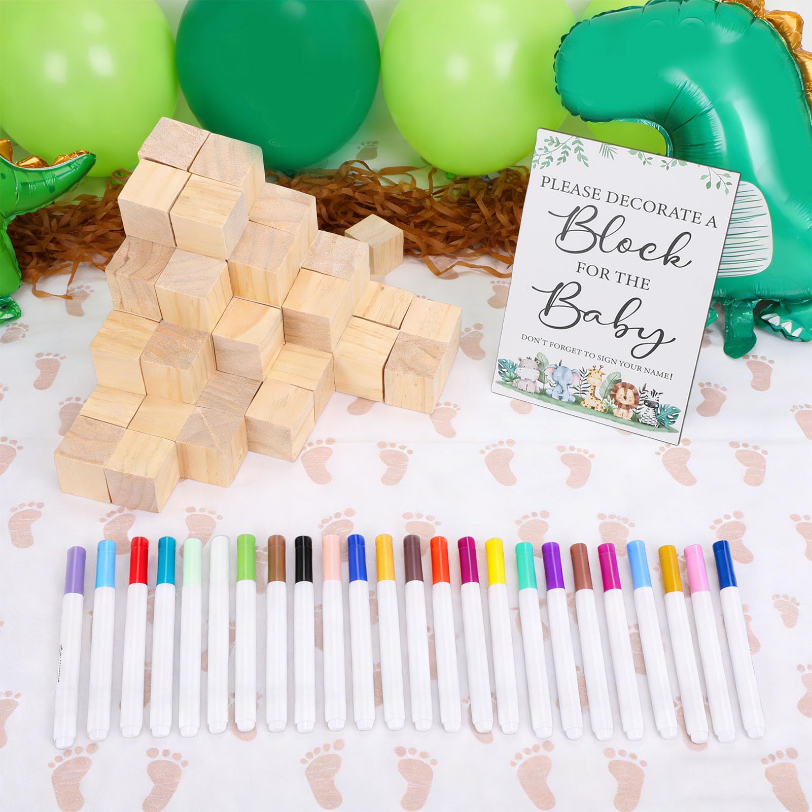75 szt. Gry na Baby Shower Zestaw Znaków Baby Shower Klocki do Dekoracji Zestaw do Gry Dekoracje świąteczne z 24 szt. Pisaki Malowania dla Ujawnienia Płci (upominkowy z grami na