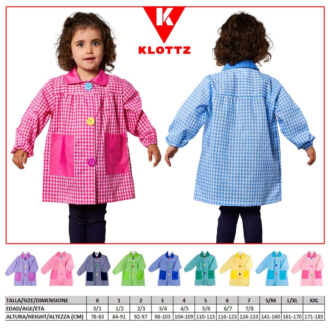KLOTTZ Tablier-blouse à carreaux pour crèche ou école, pour bébés, enfants - 3
