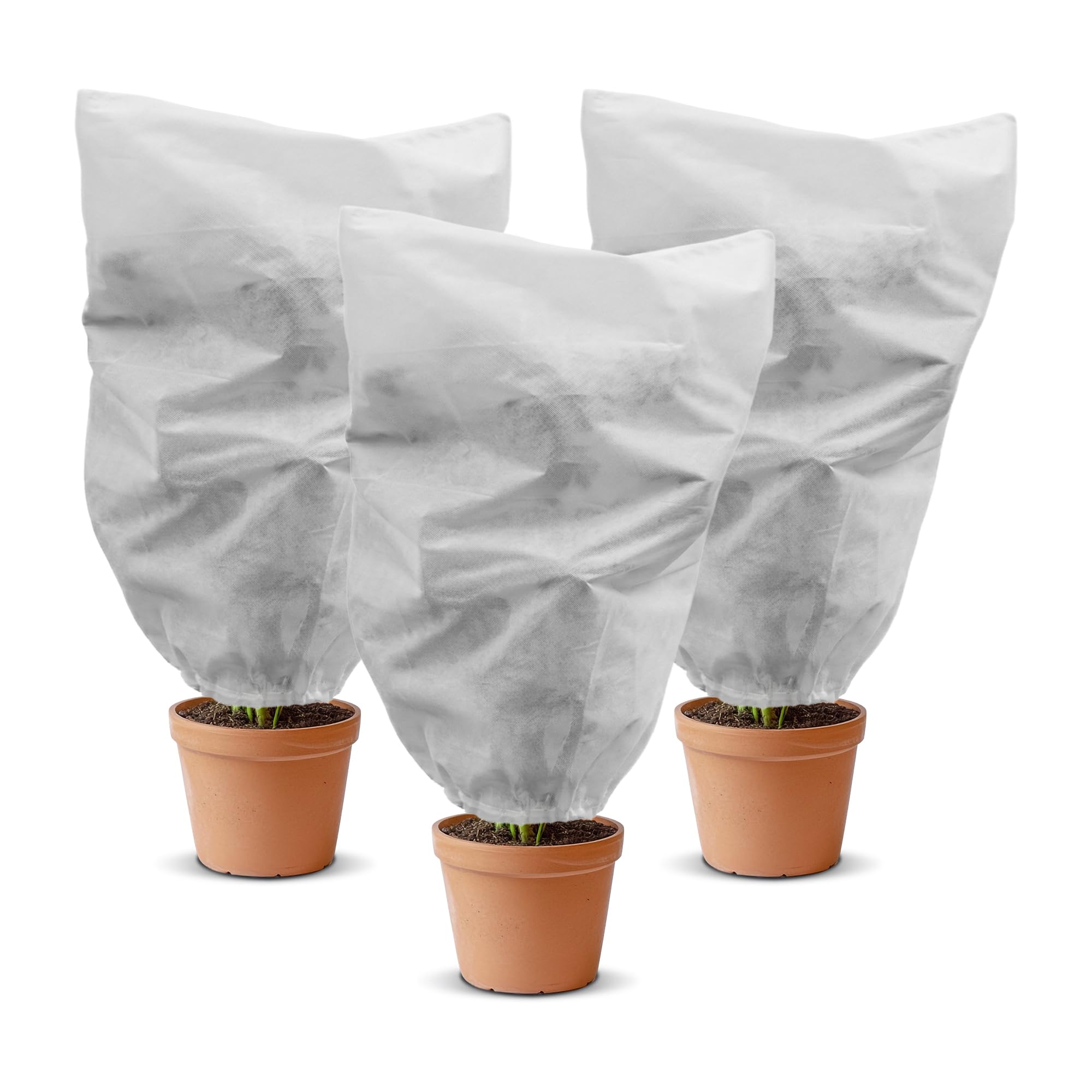 GARDENIX Winter Protection for Plants, Pack of 3, 80 x 100 cm, Winter Protection for Pot Plants, 50 g/m² Thick Plant Protection, Winter Bag with Drawstring, Freeze Protection, Cold for Plants