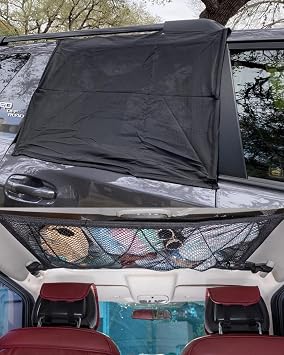 Car Sunroof Sun Shade and 31"x21" Car Ceiling Cargo Net