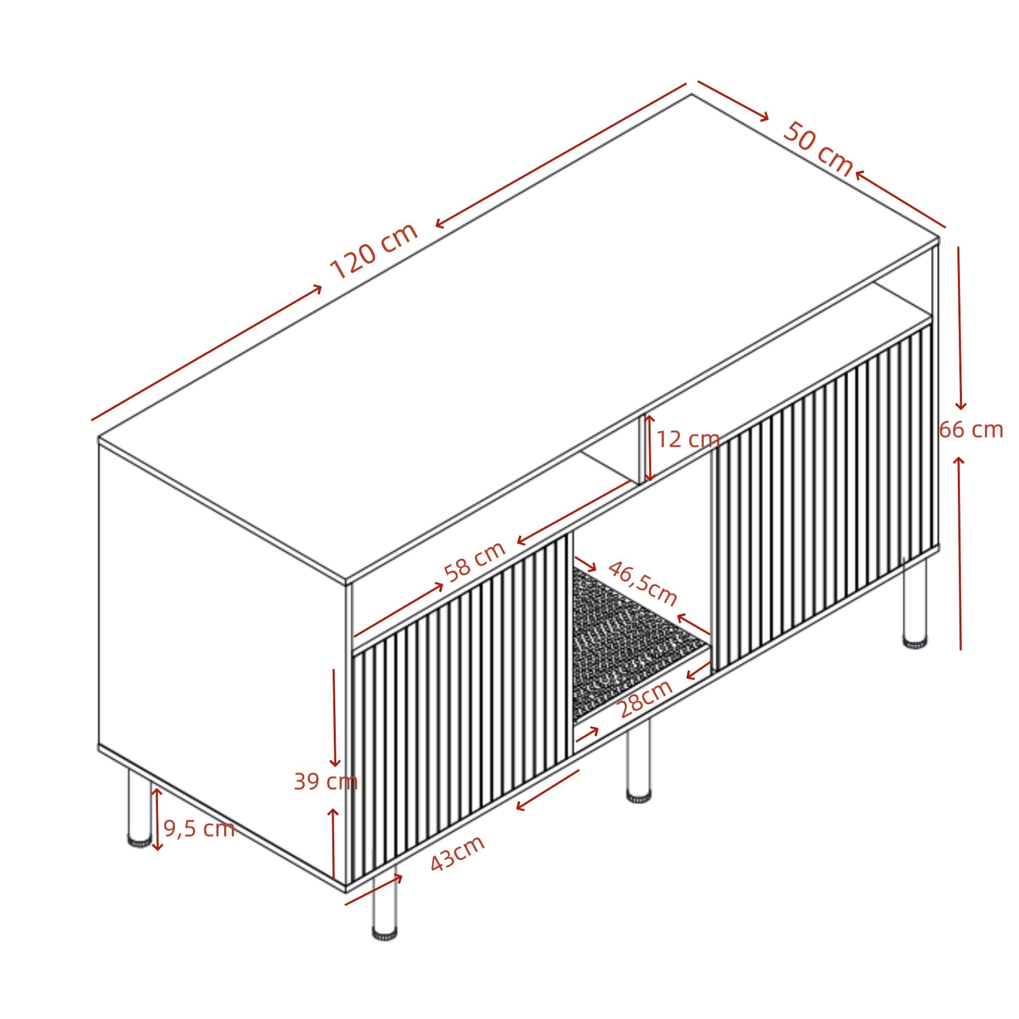 Katzenklo Schrank für 2 Katzen mit Sandauffangmatte, XXL Sideboard für Katzentoilette Versteckt, Multifunktionales Katzenhaus Möbel, Einfache Montage, Walnuss
