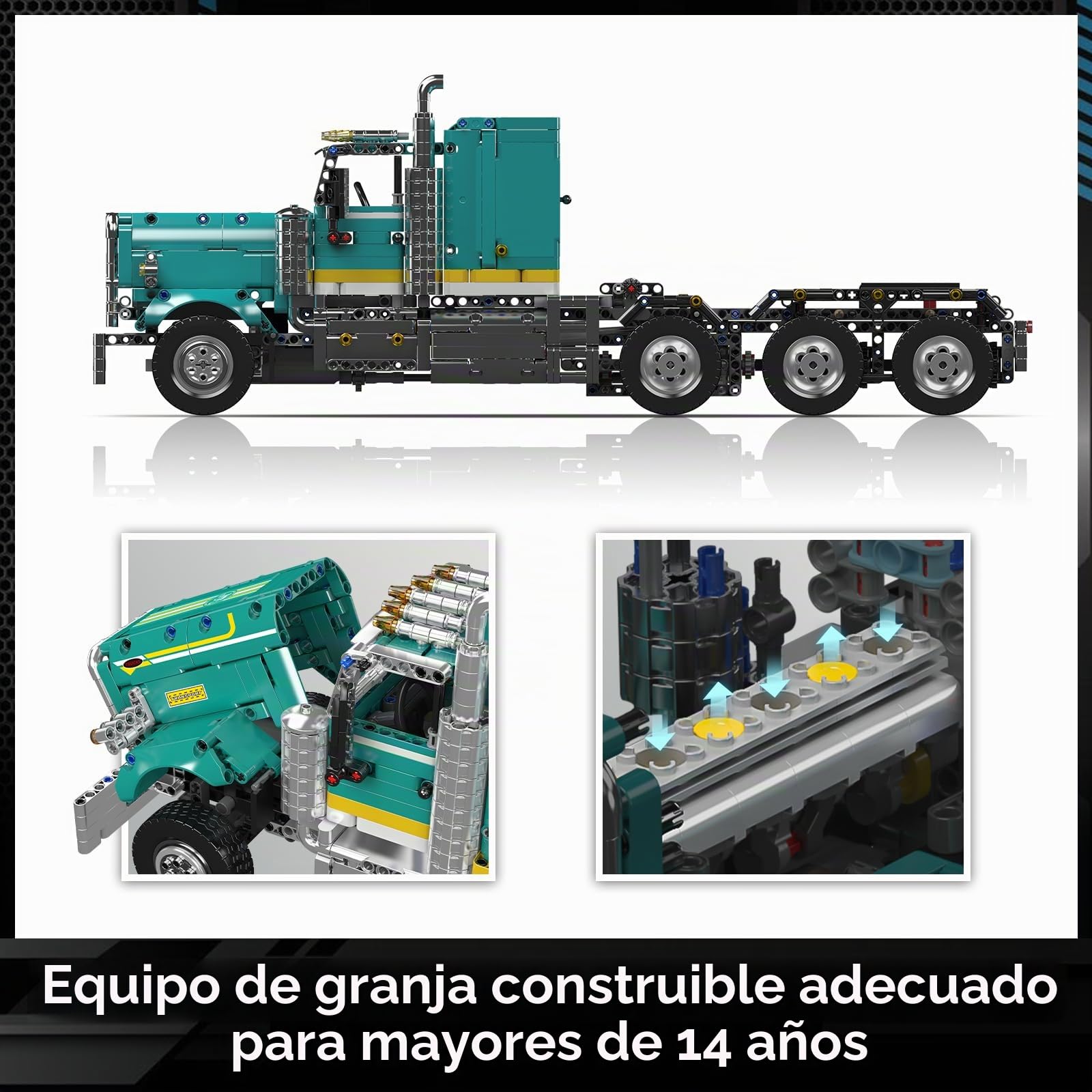Mould King 13201 Technik American Truck - Juego de construcción de coche de juguete para construcción de coche, bloques de construcción clásicos, para adultos a partir de 14 años (2064 + piezas)
