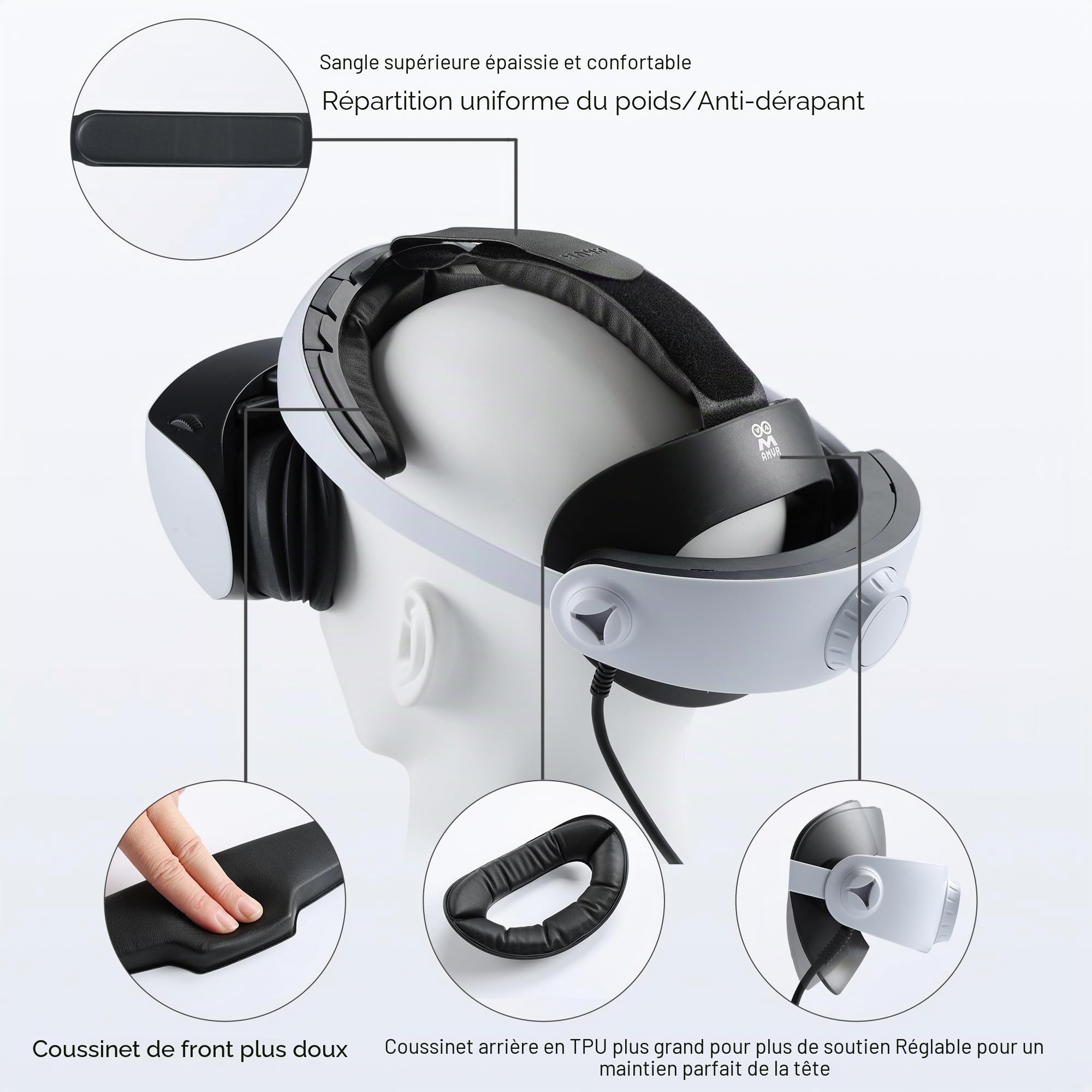 AMVR CM1 Kit confortable compatible avec les accessoires PS VR 2, doux et confortable, équilibre du poids, respirant