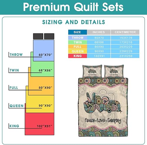 Miniatura 6 de Happy Camping Camper - Juego de edredón vintage de clase A para niñas y mujeres, manta y fundas de almohada, juego de ropa de cama y funda de