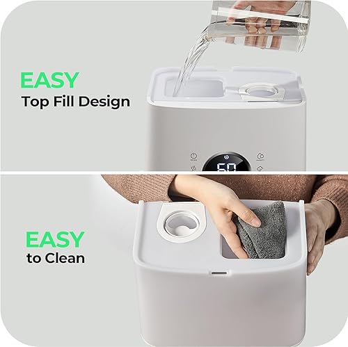 Miniatura 7 de Homvana Humidificadores para dormitorio, habitación grande, 6.5 L de llenado superior, cálido y fresco, humidificador ultrasónico de niebla
