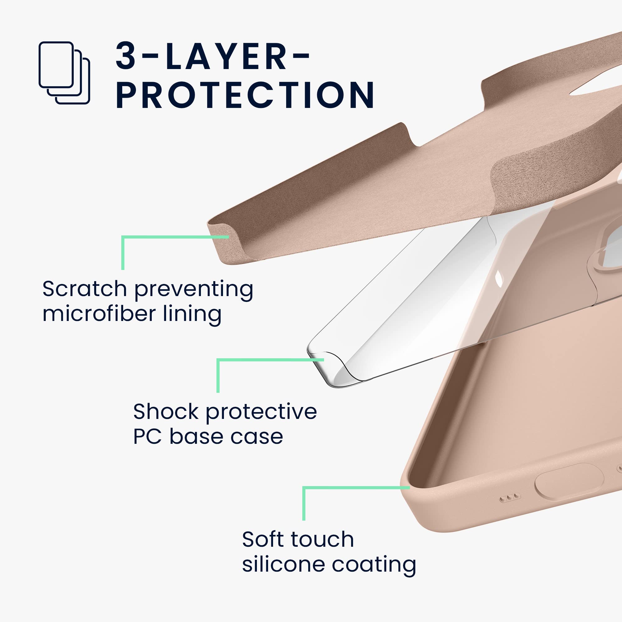 kwmobile Case for iPhone 14 Case - Slim Soft TPU Silicone Cover - Works with Wireless Charging - Coconut Swirl - Image 4