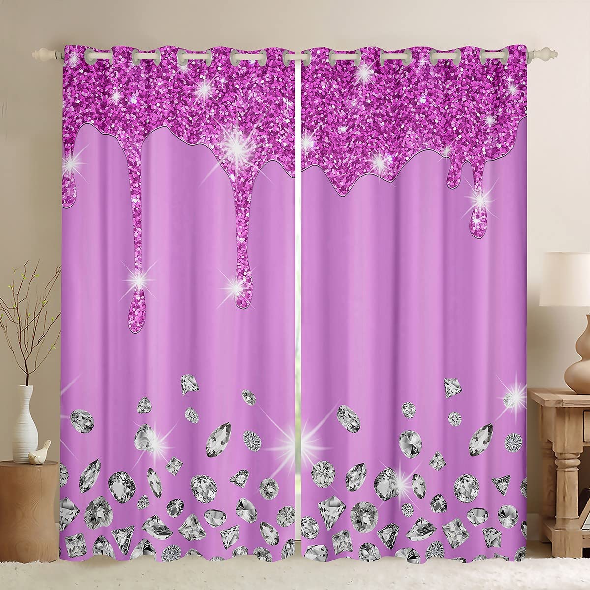Rideaux occultants à strass pour illuminer et tamiser la chambre à coucher