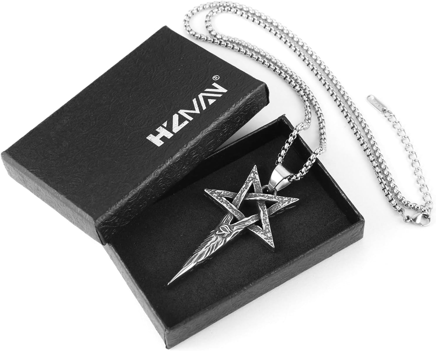HZMAN Inverted Pentacle Necklace for Men Stainless Steel Retro Gothic Pentagram Wiccan Pagan Pendant Jewelry Gift - Image 6