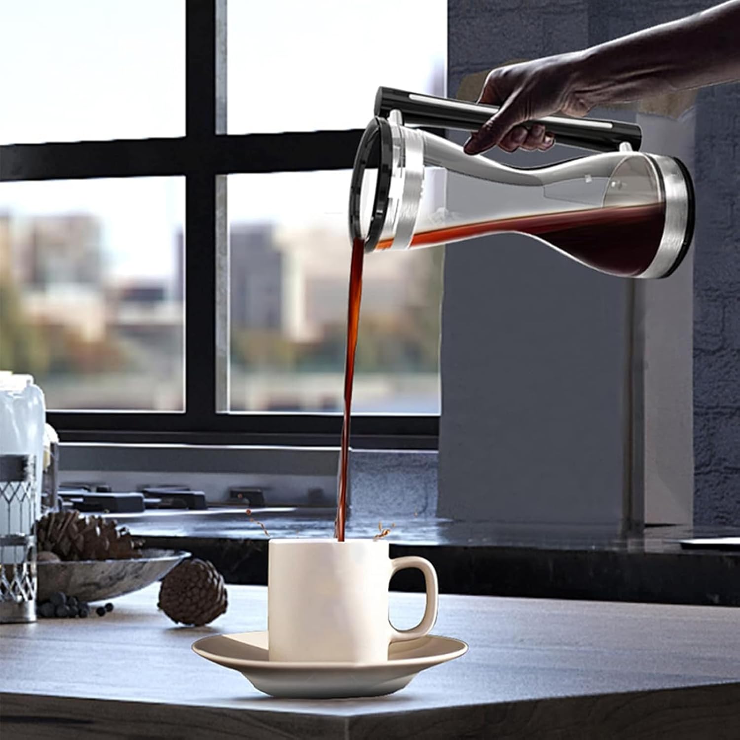 Syphon Vacuum Coffee Maker, Glass Electric Siphon Pot, 3 Adjustable Gears, Intelligent Heat Preservation, 240ml Capacity, for Use At Home, Coffee Shops, Offices & Other Places