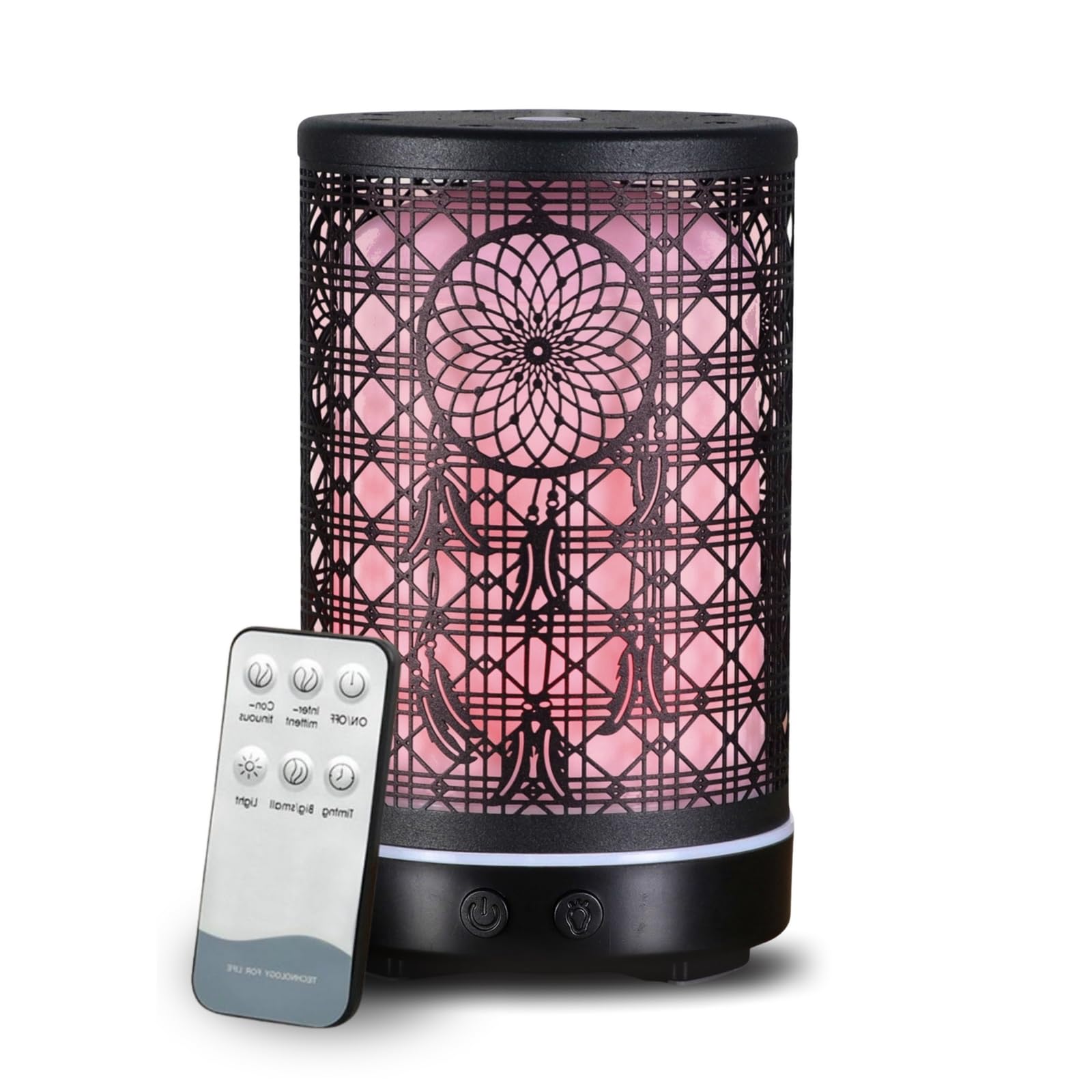 Zen'Arôme Siena Ultrasonic Aromatherapy Diffuser - Essential Oil Diffusion - Electric Diffuser with Remote Control - Customisable LED Lighting - Metal Shell with Original Decor
