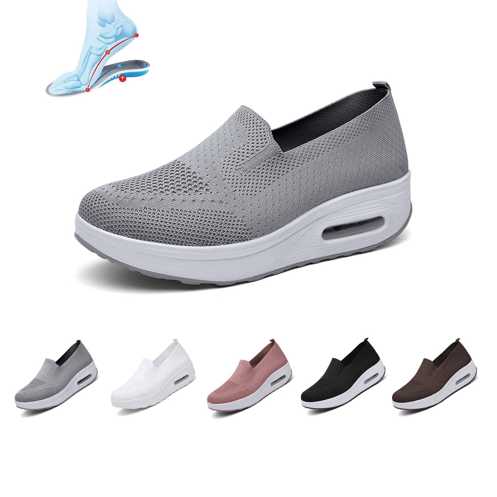 DACHOI Women Orthopedic Sneakers Mesh Platform Wedge Sneakers Slip On Breathable Lightweight Fashion Sneakers Loafers Walking Shoes
