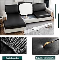 Vista 4 de Fundas de cojín impermeables para sofá, funda de cojín elástica de piel sintética para sofá en forma de L, protector de muebles para sala de estar