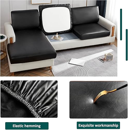 Miniatura 4 de Fundas de cojín impermeables para sofá, funda de cojín elástica de piel sintética para sofá en forma de L, protector de muebles para sala de estar,