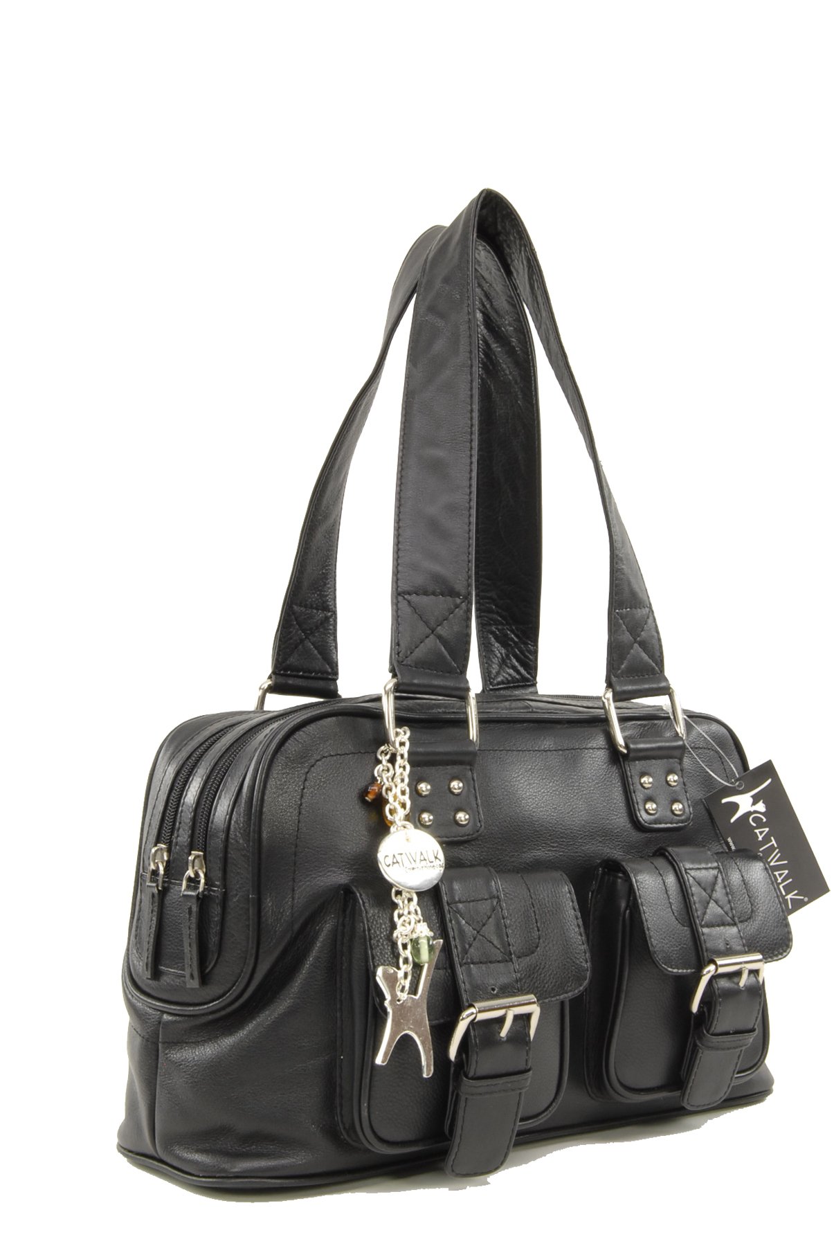 Catwalk Collection Handbags - Borsa a Spalla da Donna in Vera Pelle - Borsa a Mano da Giorno - Media - Caroline