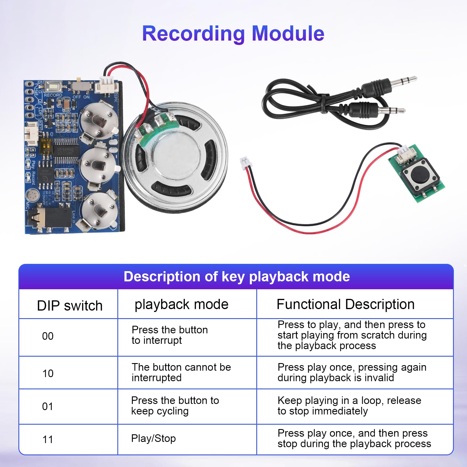 Module Enregistrement Vocal Enregistrable avec Clavier, Microphone et Bouton de Lecture pour Cartes de vœux