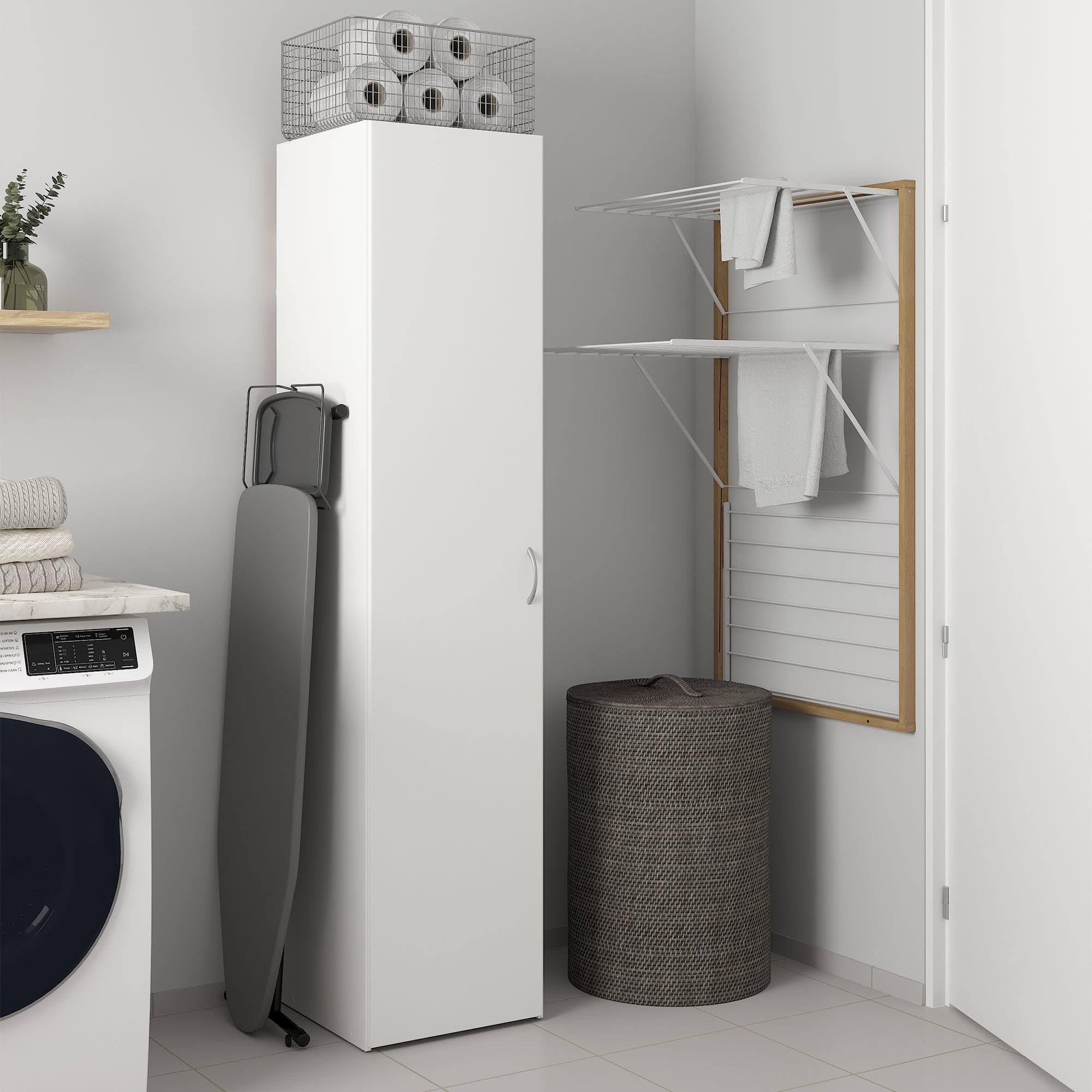 Armario Dormitorio Duero White con 1 Puerta en Color Blanco 40 x 42 x 176 cm