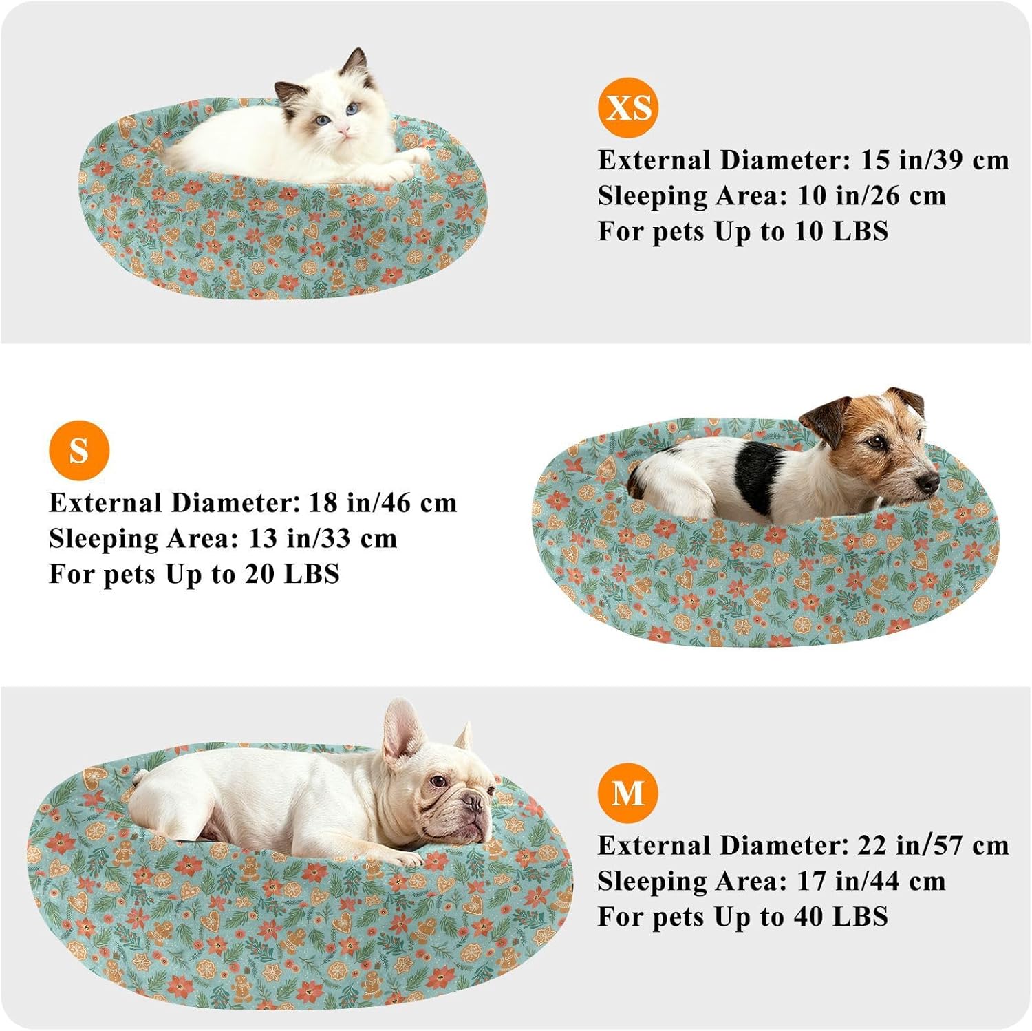 Pet Dog Beds Warm & Cozy Fluffy Dog Pillow Bed for Medium Size Pets Sleeping M Christmas New Year