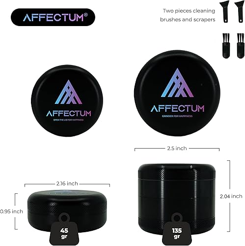 Miniatura 4 de AFFECTUM Molinillo de especias 2.5 pulgadas - Molinillo de hierbas de material de aluminio (negro)