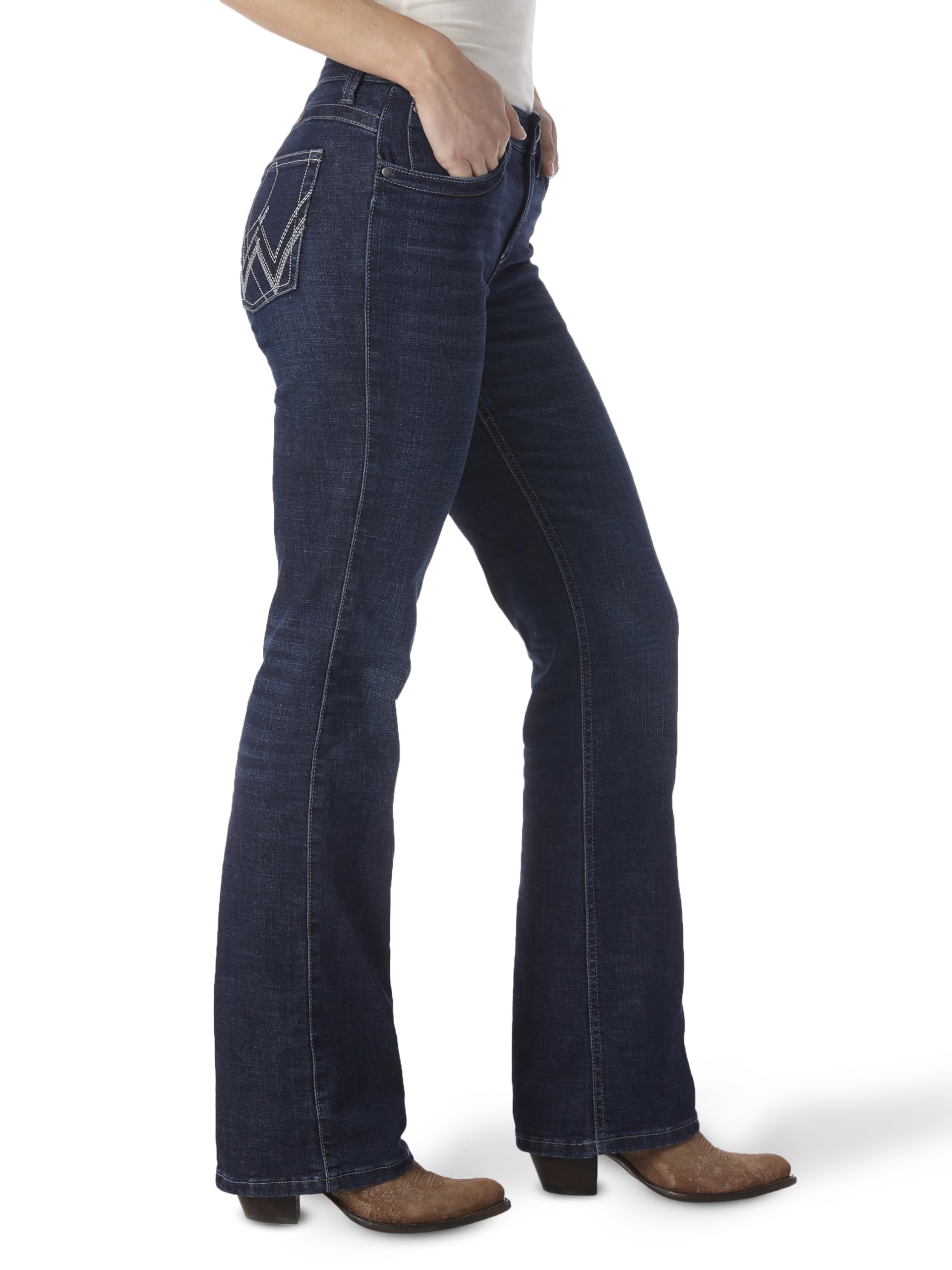 Wrangler Women's Q-Baby Mid Rise Cut Ultimate Riding Jean, Boot Scootin, 0-34