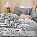 BEDELITE Fleece Queen Comforter Set 3 Pieces, All Season Soft Fluffy Grey Bedding Set, Fuzzy Warm Comforter, Bedding with 2 Pillow Cases