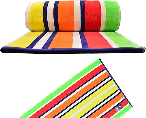 U.S. Polo Assn. Toalla de playa de gran tamaño (40 x 70 pulgadas), diseño náutico a rayas, de lujo, algodón de felpa de calidad de hotel para baño,