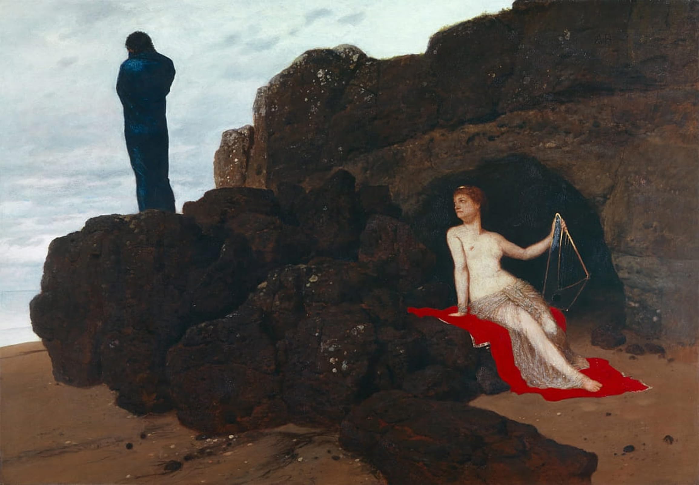 SERENDIPITP Retro Picture Poster Wall Art Pictures Painting Ulysses and Calypsoby Arnold Böcklin Wall Art Canvas Print for Wall Decor 60x90cm
