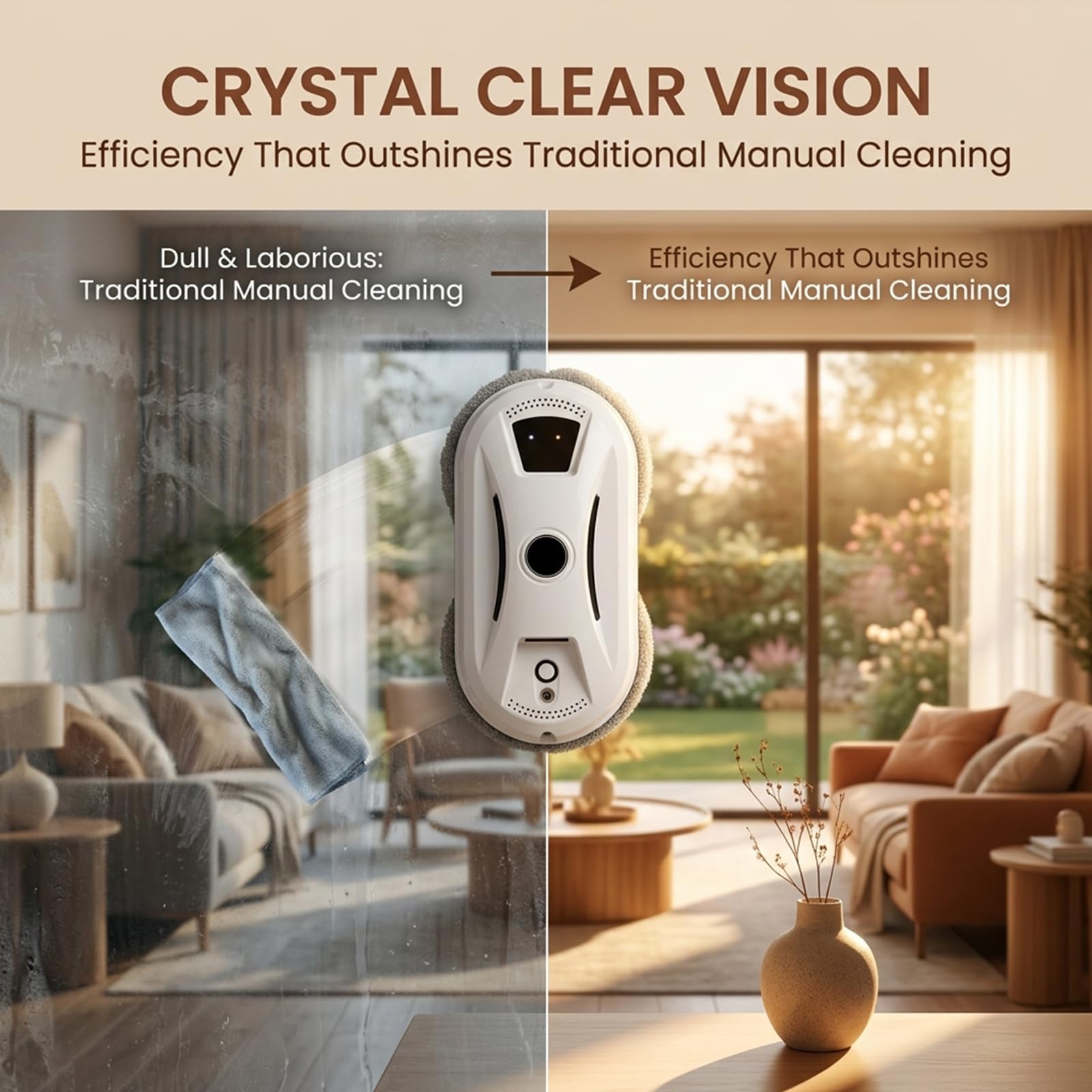 Robot Limpiador De Ventanas Automático E Inteligente, Limpiador De Cristales Con Almohadillas Giratorias Dobles, Navegación Inteligente, Control Remoto, Disco De Succión De 2800 Pa, Protección