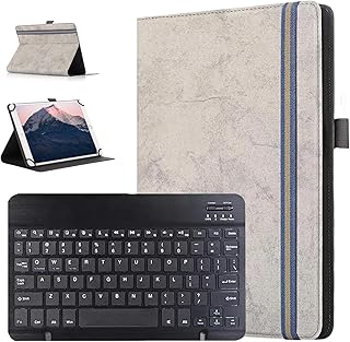 For DOOGEE Tab G6+ Android 15 11インチ タブレットケースDOOGEE Tab G6+ キーボード CNEVISON スタンド機能 Bluetoothキーボード付き 分離式 手帳型設計 四隅固定 角度調整 ペン収納 耐衝撃設計 弾性バンド搭載 9-11インチタブレットに対応 (グレー, DOOGEE Tab G6+)
