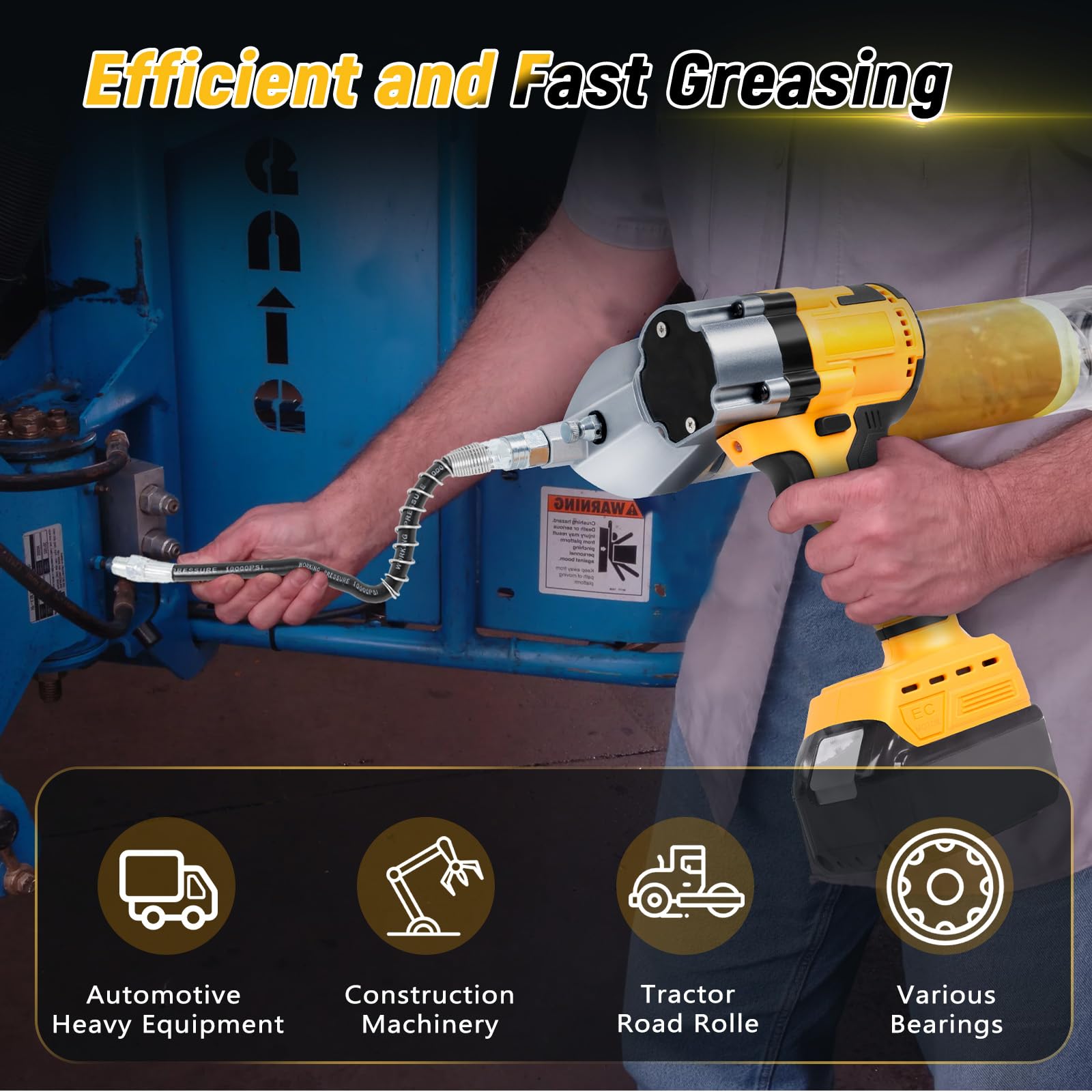 WingFly Pistola Per Grasso Compatibile Con Dewalt 18 V, 20 V, 13000 PSI, motore senza spazzole, 600 ml, Ingrassatore per lubrificare veicoli e macchine (senza batteria)