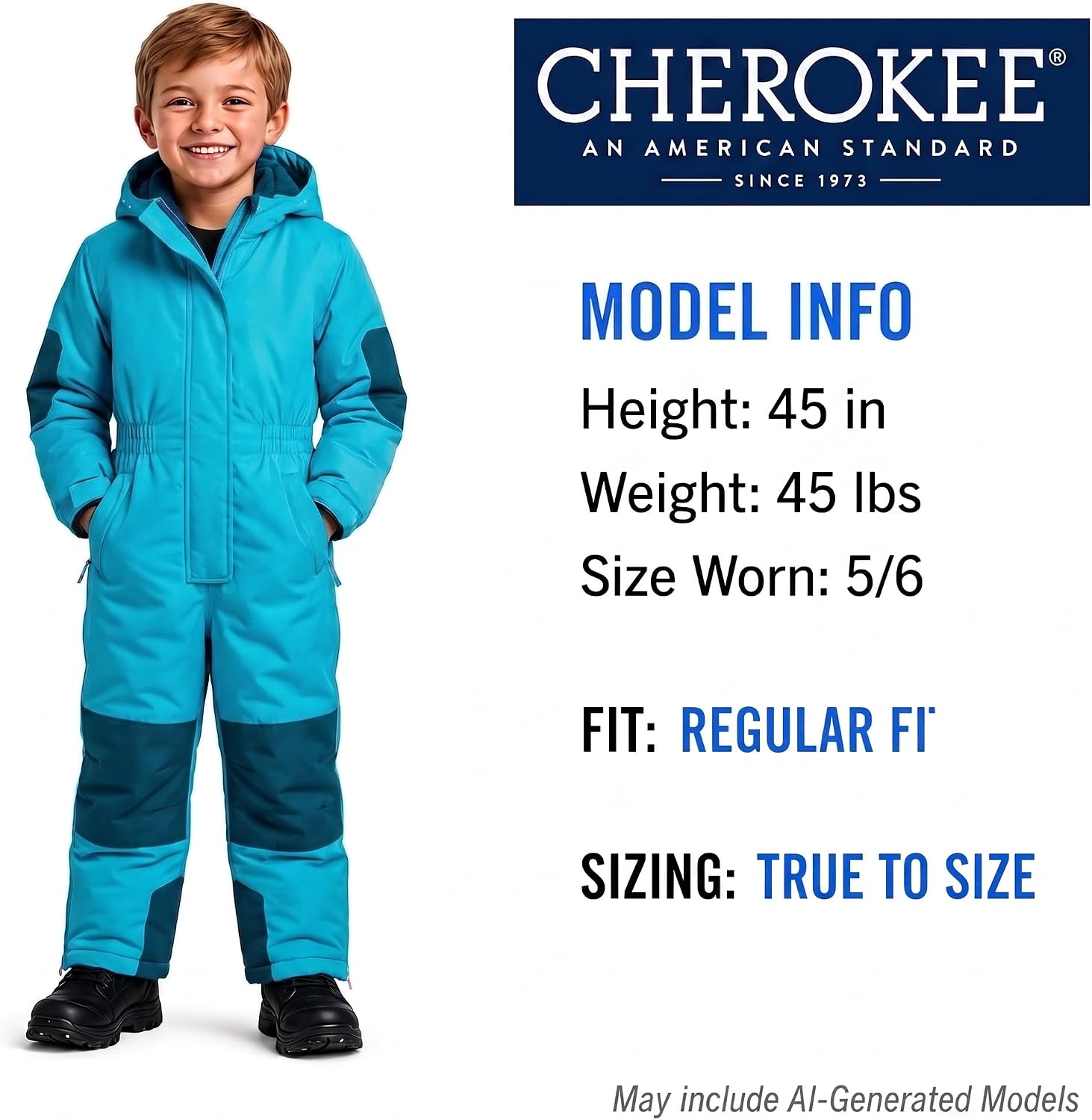 Cherokee Boys Snowsuit - Insulated Zip Up Hooded Toddler Baby Boys Snowsuit - One Piece Winter Snowboard Gear Suit for Kids