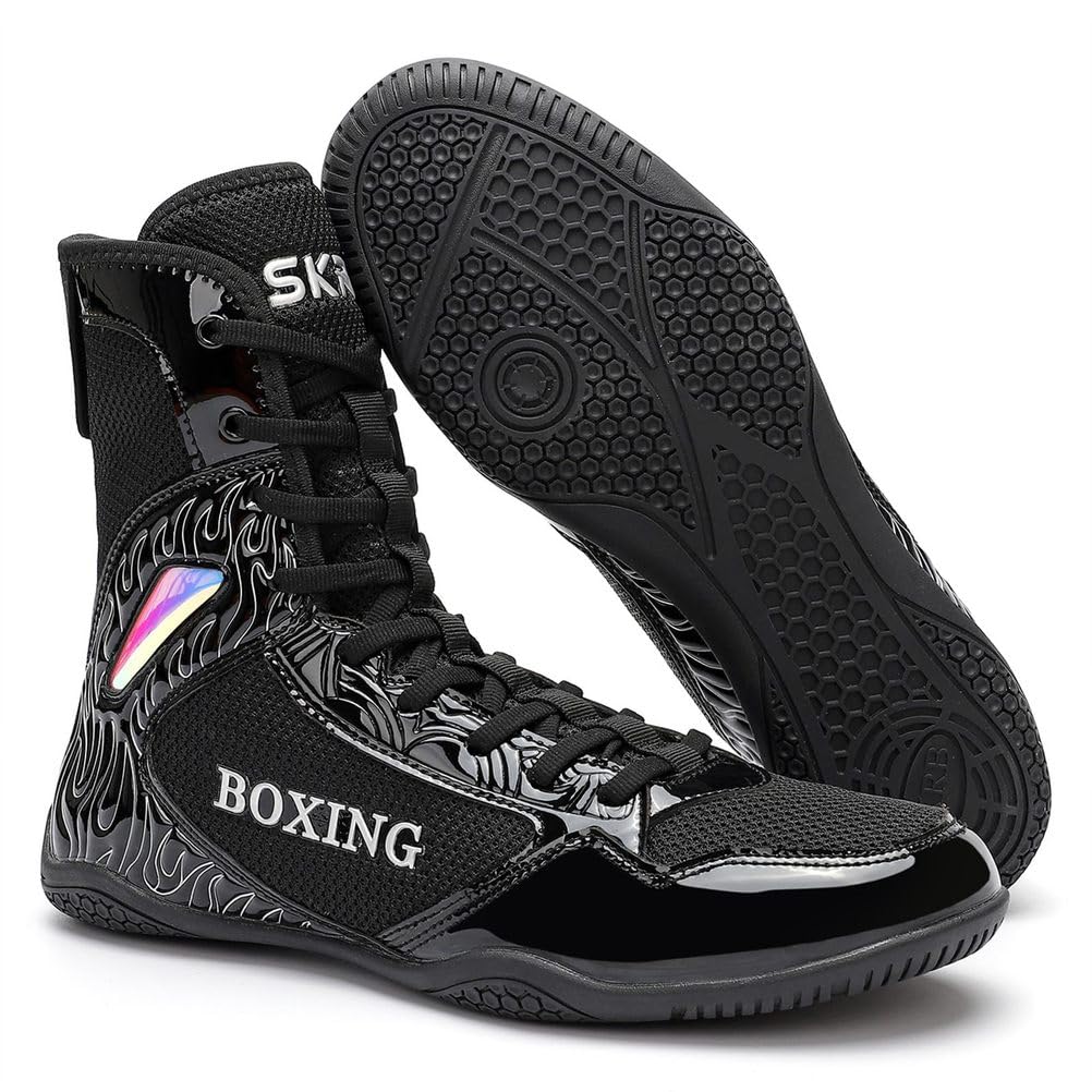Scarpe da Boxe da Uomo per Giovani, Leggere in Mesh, Alte, da Kickboxing, per Combattimento e Allenamento Atletico Fitness
