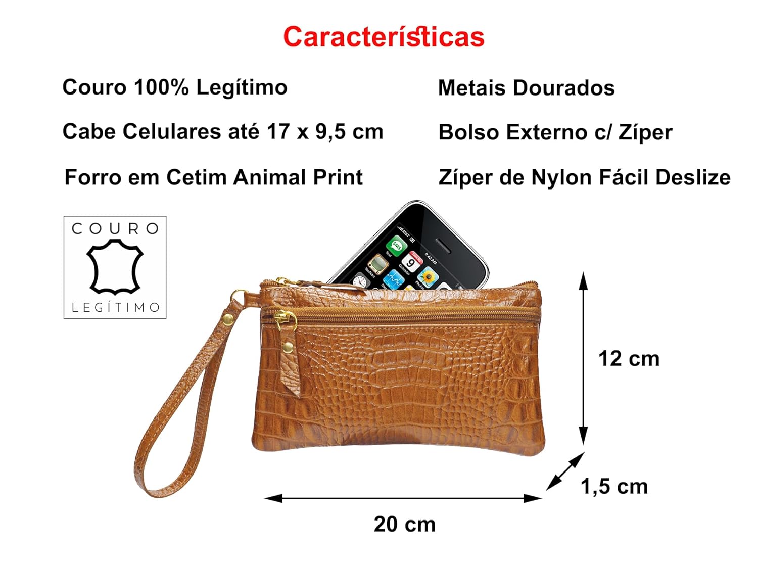 Bolsa de Mão Clutch Carteira de Mao e Porta Celular Feminina em Couro Legítimo (Caramelo) em promoção! Veja a oferta e mais achadinhos de Bolsas 5 Hoje é o melhor dia para comprar Bolsa de Mão Clutch Carteira de Mao e Porta Celular Feminina em Couro Legítimo (Caramelo) com aquele preço maroto! Promoção! Aproveite a oferta! 5