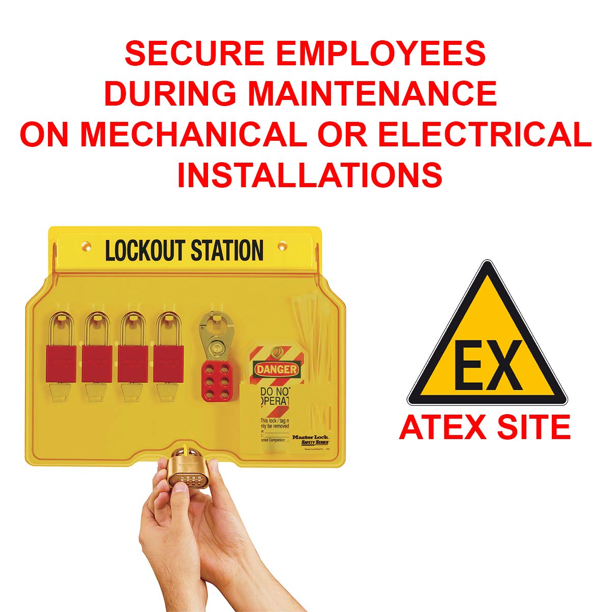 Master Lock 1482B Lockout Tagout Lucchetto Station, giallo, vuoto