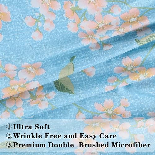 Miniatura 6 de JSD - Juego de sábanas de 4 piezas de microfibra cepillada con estampado de hojas florales, bolsillo profundo, suaves, duraderas y sin arrugas