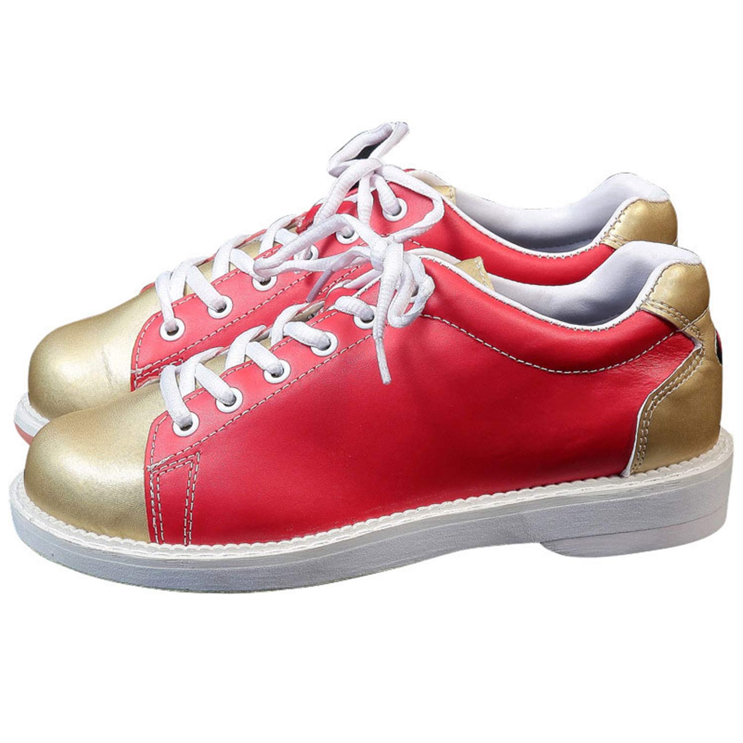 Hommes Femmes Bowling Chaussures, Bowling Léger Entraîneurs À Lacets Antidérapants Bols en Cuir Chaussures Sneaker À Pied Sportif,Rouge,40