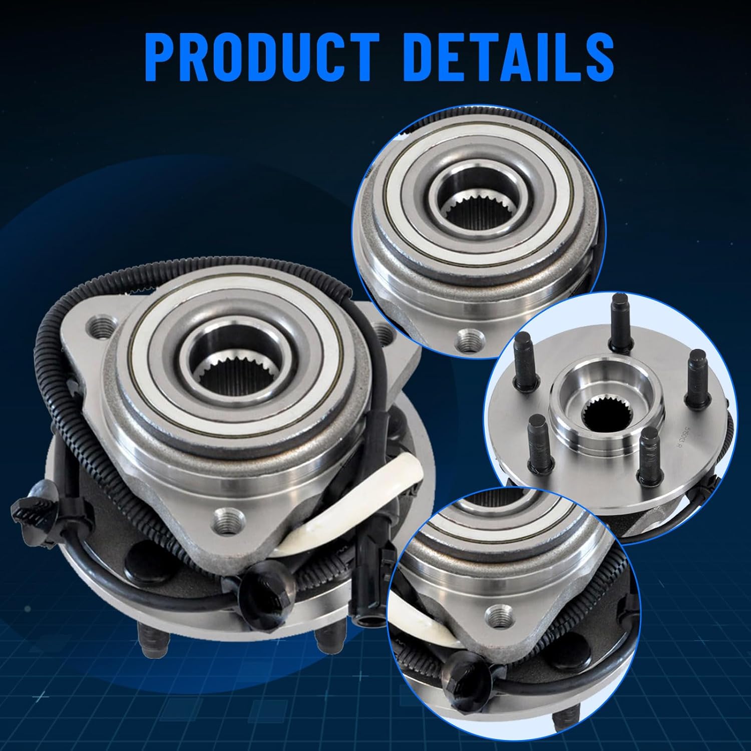 515013 2 Pack Front Wheel Hub and Bearing Assembly for Ford Ranger 2000-2002, for Mazda B3000 2001-2002/B4000 2000-20002 5Lug w/ABS Pair