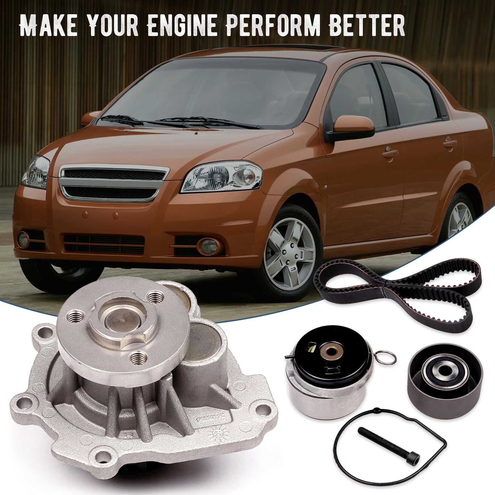 Timing Belt Kit Water Pump For 08-18 Chevrolet Sonic Cruze Pontiac G3 1.8L DOHC - Foto 8