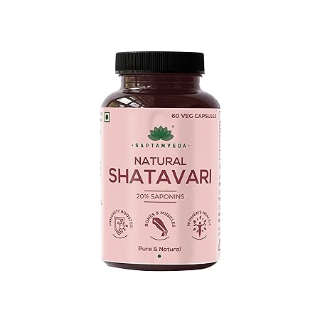 SAPTAMVEDA Natural Shatavari Capsules (60 Capsule) | Women Wellness Capsules | Hormonal Balance | Good for PCOD/PCOS | Restore Stamina and Energy