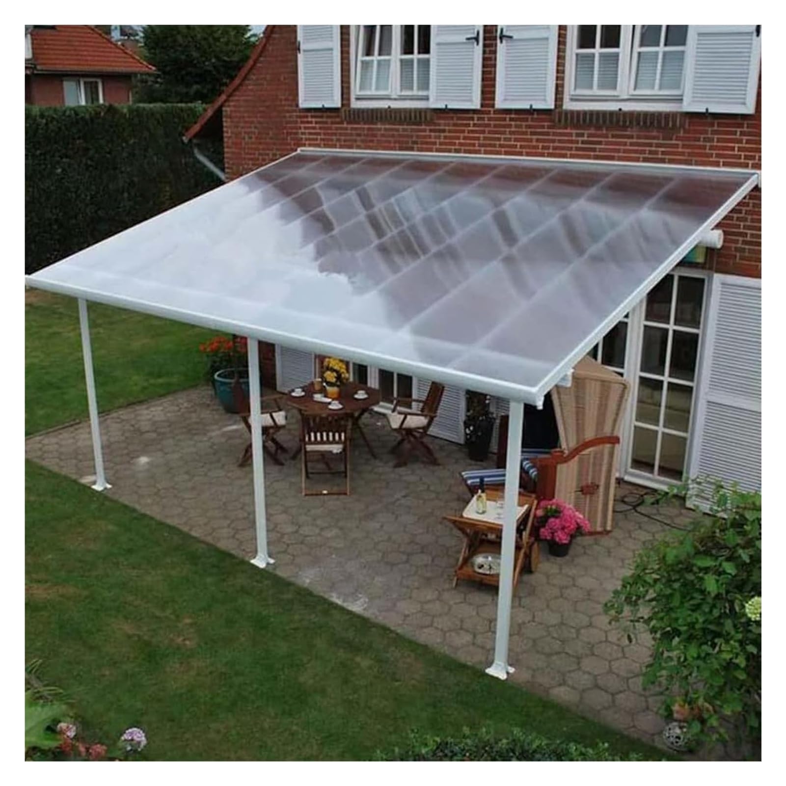 Panneaux de toit en polycarbonate 1,56x7m transparent pour abri et serre