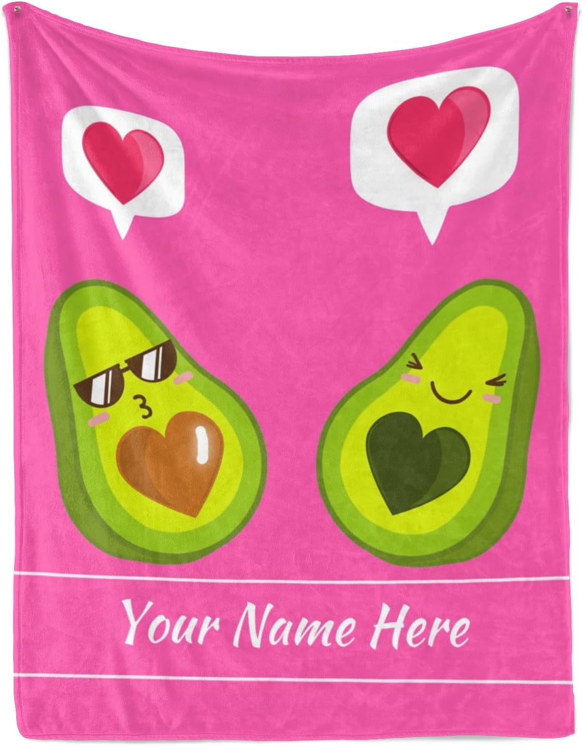 Personalized Avocado Blanket with Name, Custom Throw Blanket for Kids Girls, Fuzzy Soft Blanket Microfiber, 50"" x 60""
