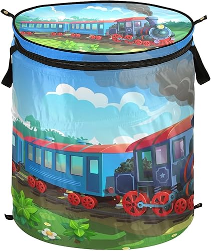 atorage Decorative folding holder container for christmas and holiday decorations for book Blue Train Railway Carriages Nature,organizador de