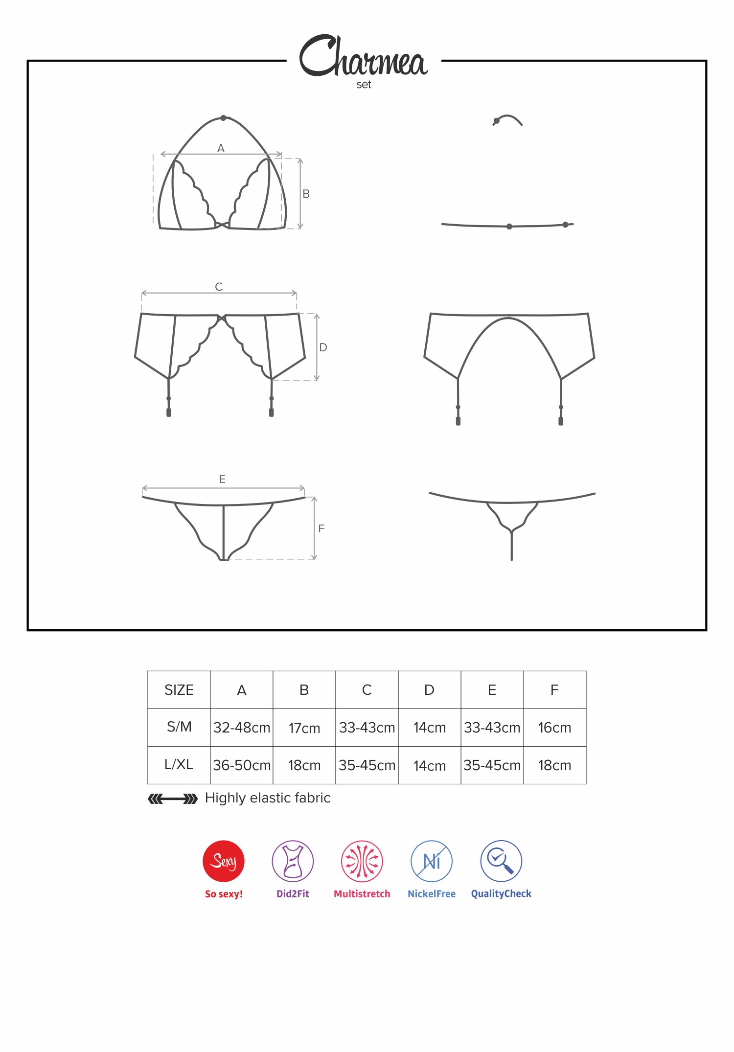 Obsessive - Conjunto seductor de lencería para mujer con sujetador, liguero y tanga, en bonita caja de regalo
