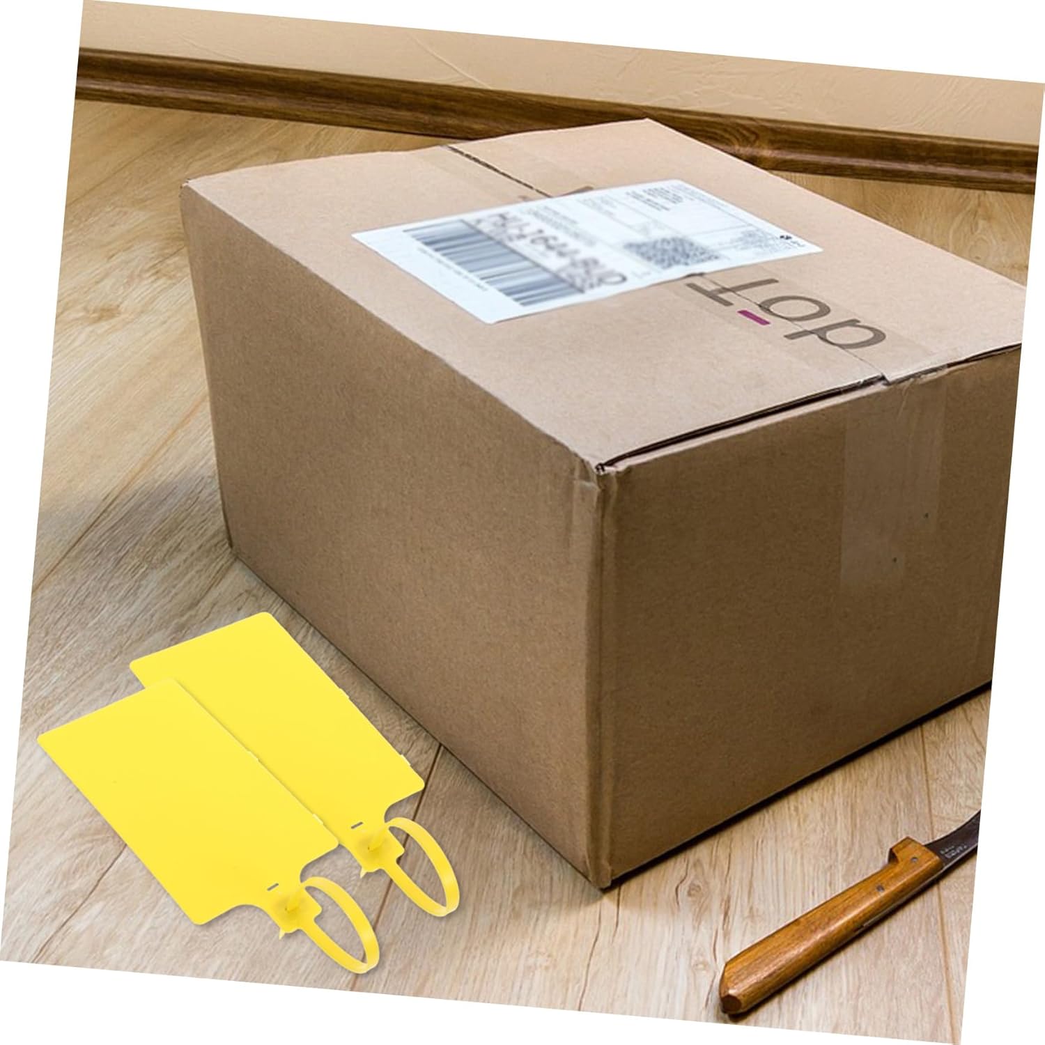 Luxshiny 100pcs Yellow Plastic Shipping Labels with Wire 5.8x100mm Luggage Tag Cable Labeling Tags for Industrial Packaging and Shipping Use