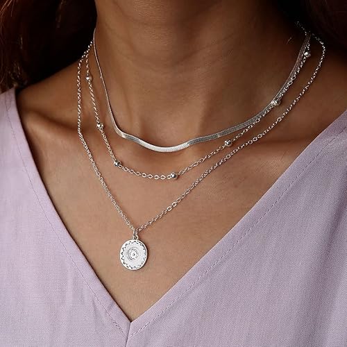 Miniatura 4 de Shegirl Layered Necklace Silver Pendant Necklaces Fashion Necklaces Jewelry for Women and Girls