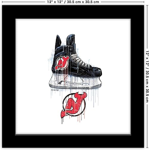 Miniatura 6 de Trends International Gallery Pops NHL New Jersey Devils - Arte de pared de patín de goteo, versión enmarcada negra, 12 x 12 pulgadas