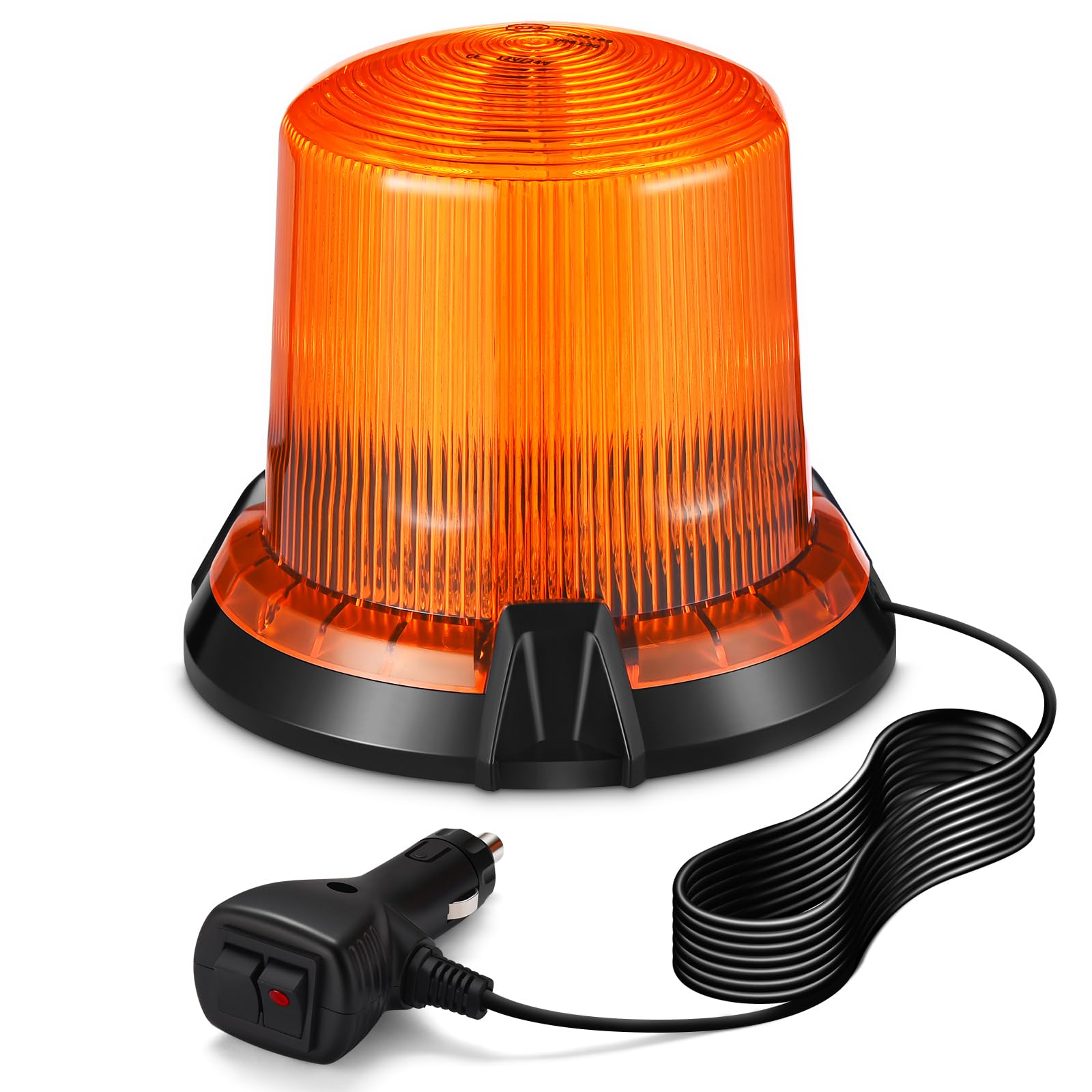 Gyrophare LED 12v/24v Girophare Orange Phare d’Avertissement Clignotant Magnétique 2 Modes de Flash avec 5m Câble Prise Allume-Cigare pour Camion Véhicule Tracteur[Classe énergétique A++]