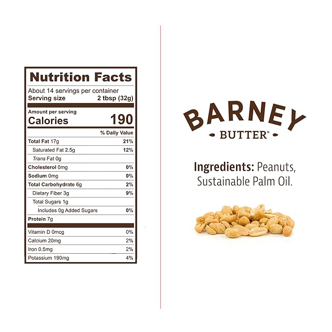 Barney Butter Mantequilla de Maní Bare Smooth 16 oz Natural Sin Gluten Vegano miniatura 2