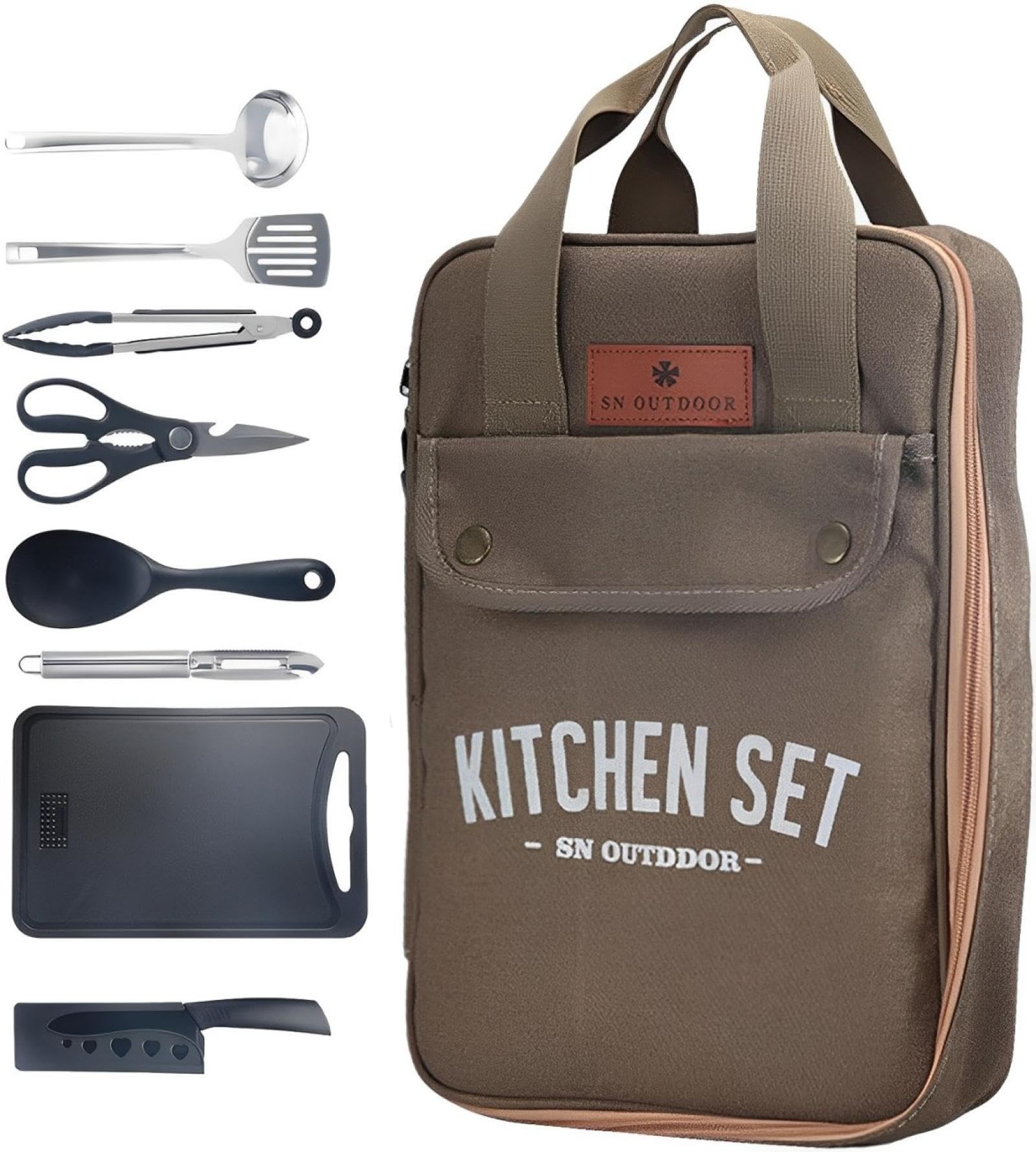 Amazon.co.jp: キャンプ用調理器具セット、8点セット バーベキュー BBQ